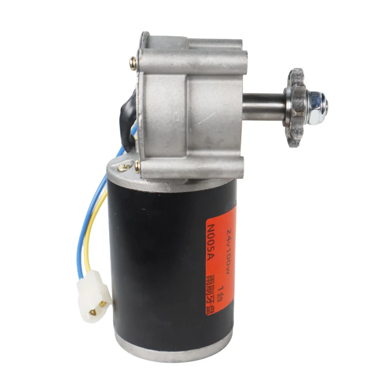 24V 100W Screw Gear Brush Disc Motor, 9-Tooth Sprocket, Modified Wiper Motor for Electric Vehicles