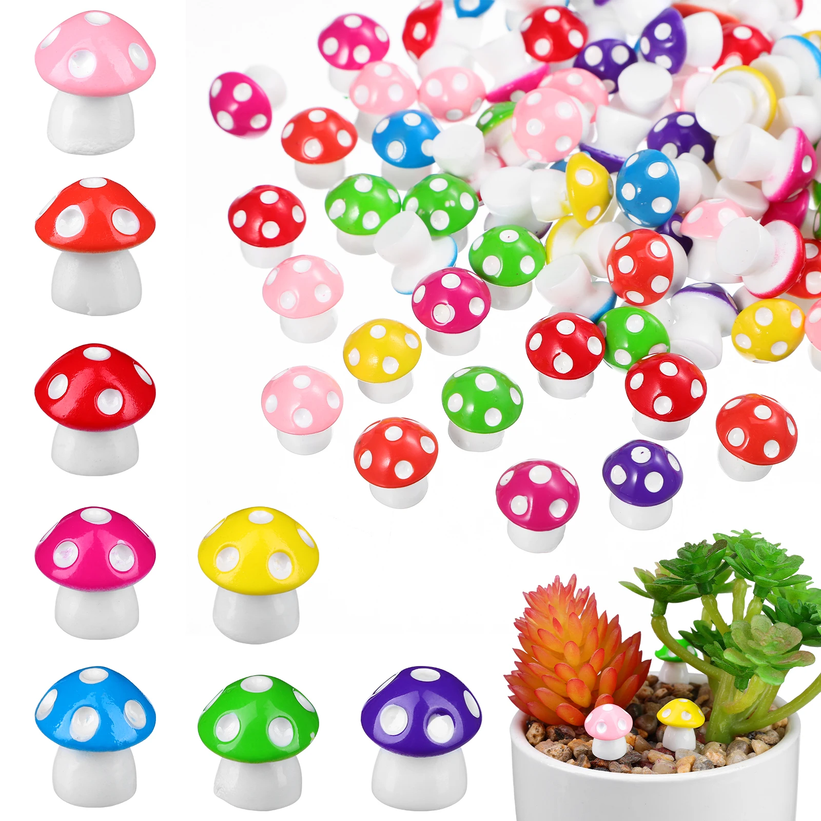 

80 Pcs Mini Resin Mushrooms 1 3CM Cute Decorations Garden Supplies Moss Landscape Ornaments Figurines