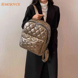 Women's Backpack Quilted Rhombus Pattern Small Rucksack Female Bag Winter Trend Space Padded Luxury Leather Aesthetic Backpacks