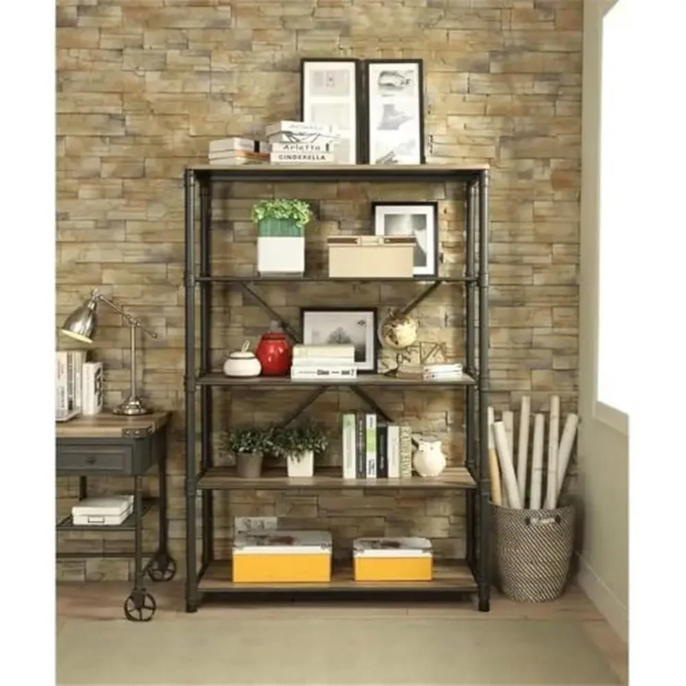 Tiered Metal Frame Bookshelf Storage Unit 71