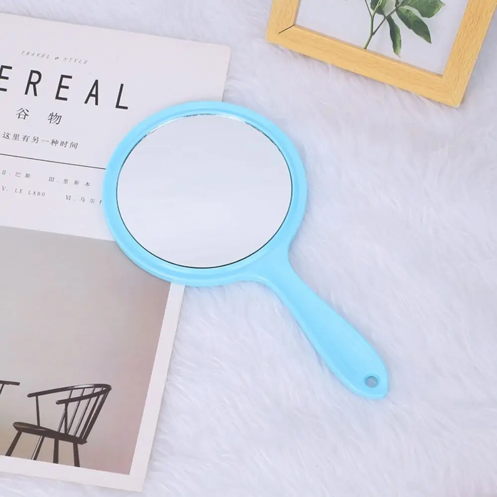 High-definition Handle Double-sided Mirror Handheld Transparent Beauty Makeup Mirror Smooth Plastic 3x Magnifying Mirror