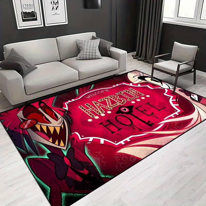 Cartoon H-Hazbin Hotel Pattern Living Room Bedroom Carpet Bedside Bathroom Floor Mat 15 Sizes Area Rug Kid's Room Home Decor