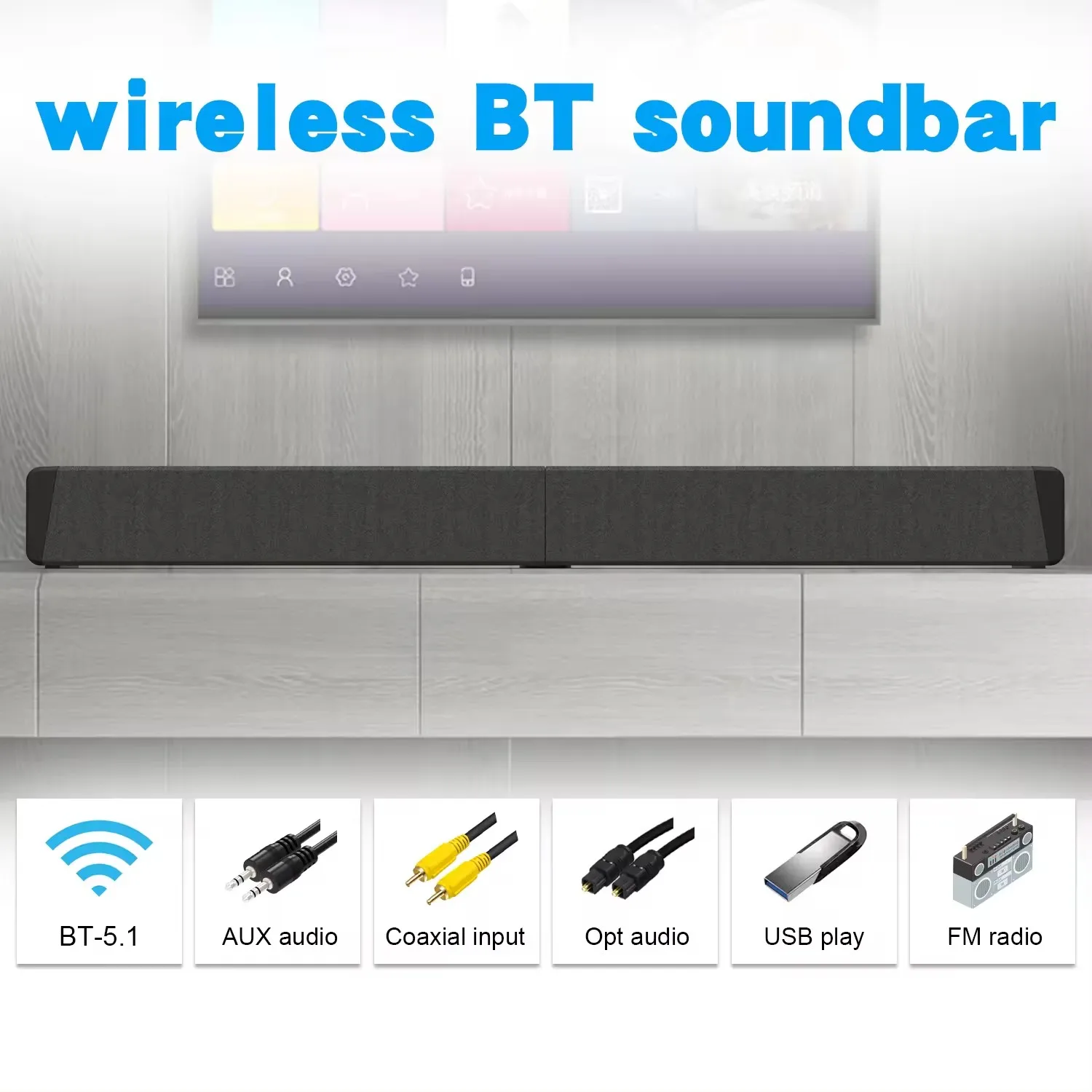 BS-53 Desktop Wireless Bluetooth Speakers TV Soundbar Foldable Desigh Soundmaster High Volume Echo Wall Home Theater FM/TWS/AUX