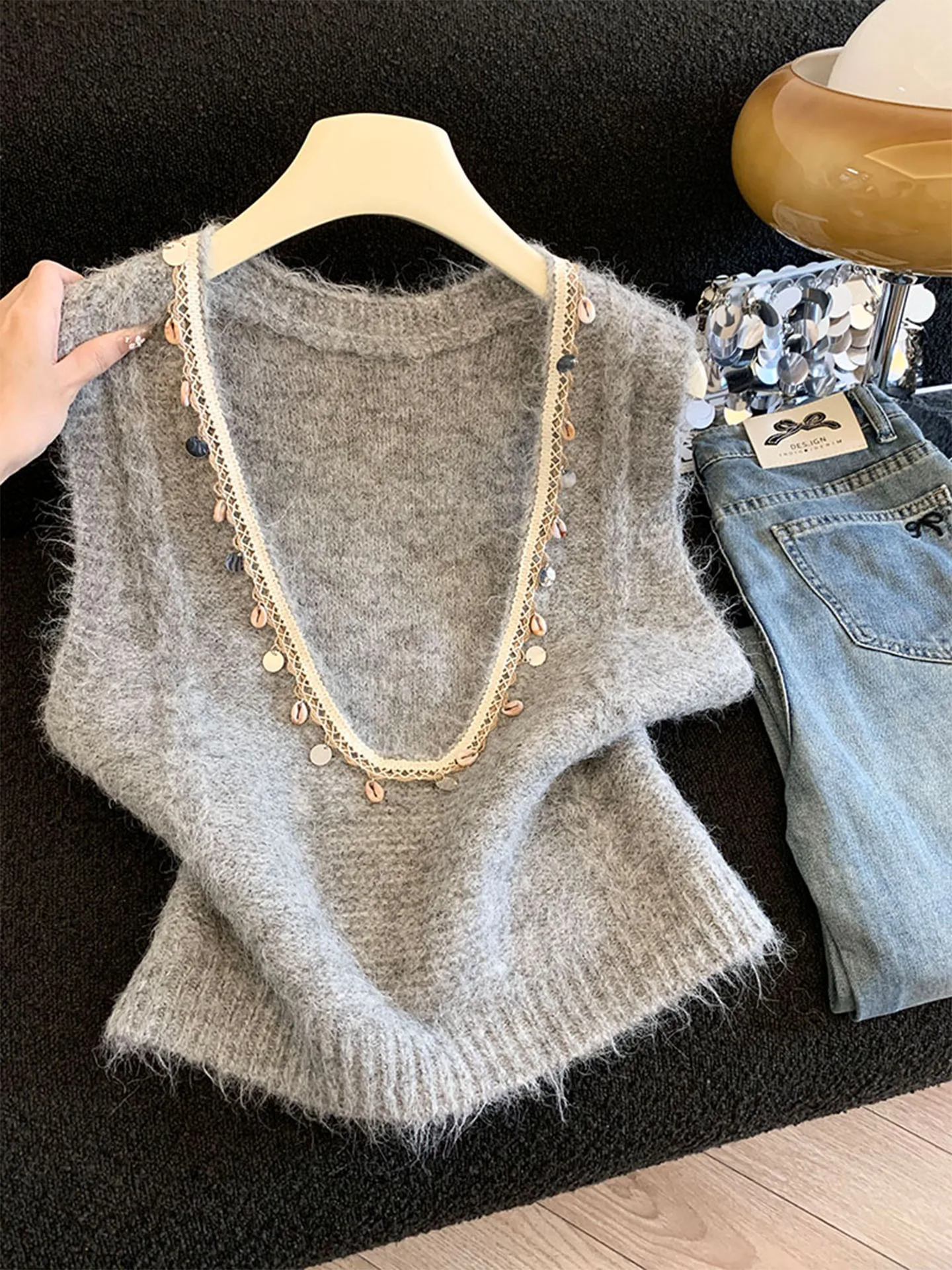 

Emily Clud Recommended Heavyweight ell Simulation Svel Knitted Vest Sweater Women's Autumn Winter Faion Soft Commut...