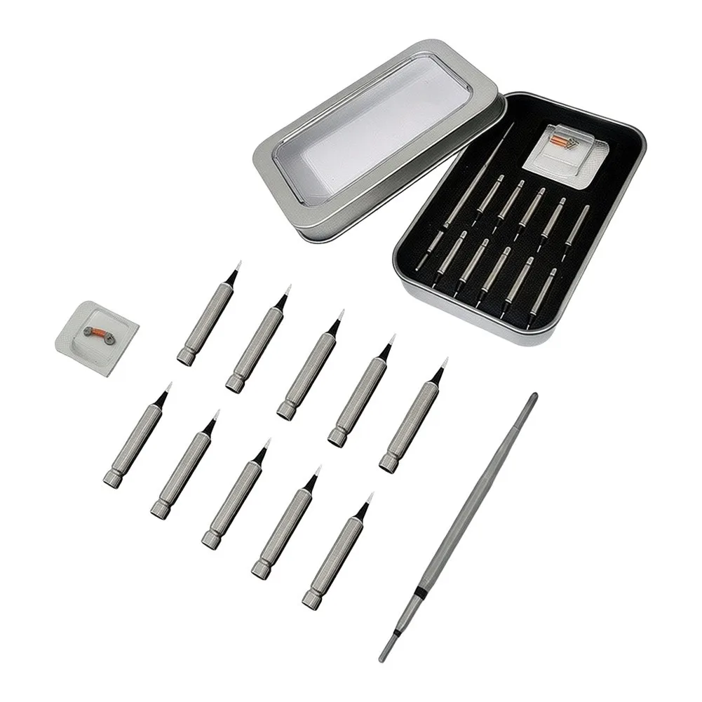 12PCS C245 Soldering Tips Set For Iron Fine Point Copper Alloy For Electronics PCB Mobile Phone Repair Kit With Storage Box