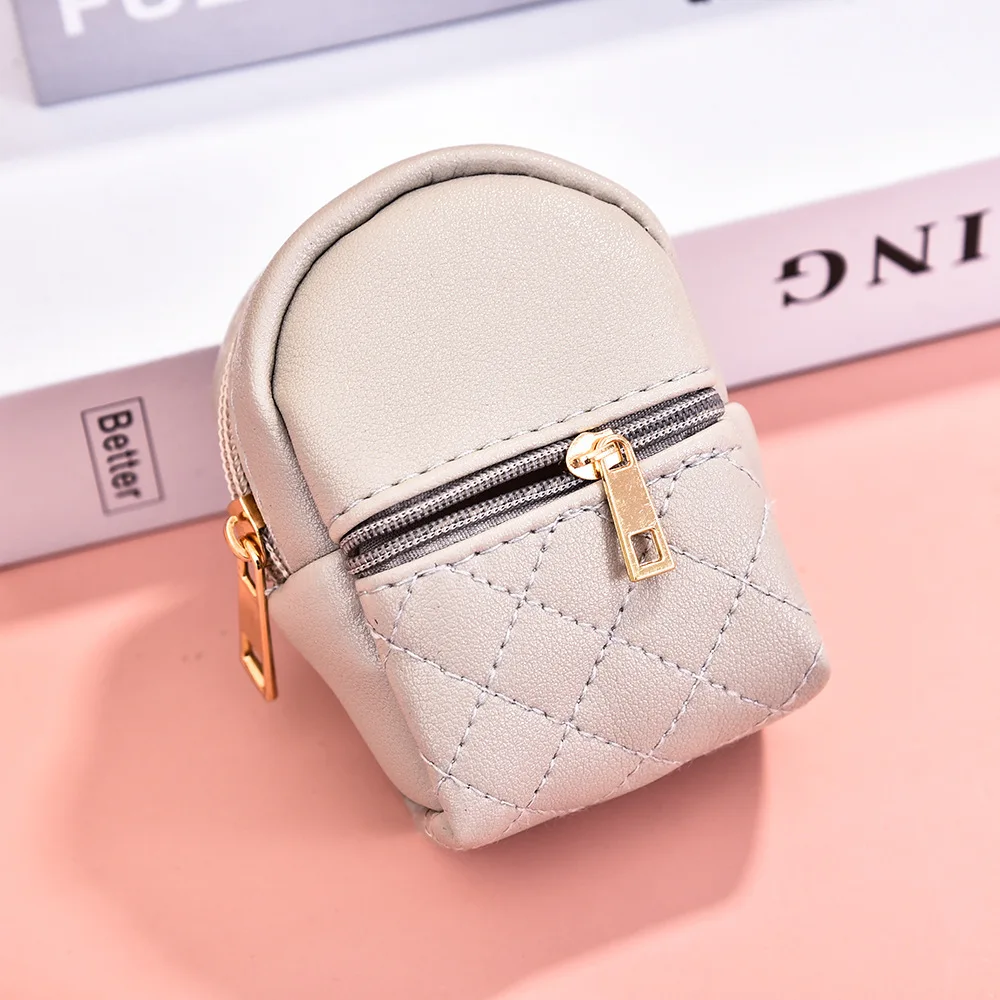 Mini Backpack Cosmetic Bag for Women Pendant Keychain Keyrings PU Leather Makeup Lipstick Bag Card Holder Organizer Zipper Pouch