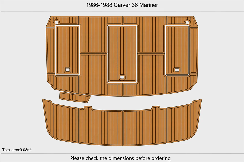 Eva foam Fuax teak seadek marine floor For 1986-1988 Carver 36 Mariner Cockpit Swim Platform 1/4