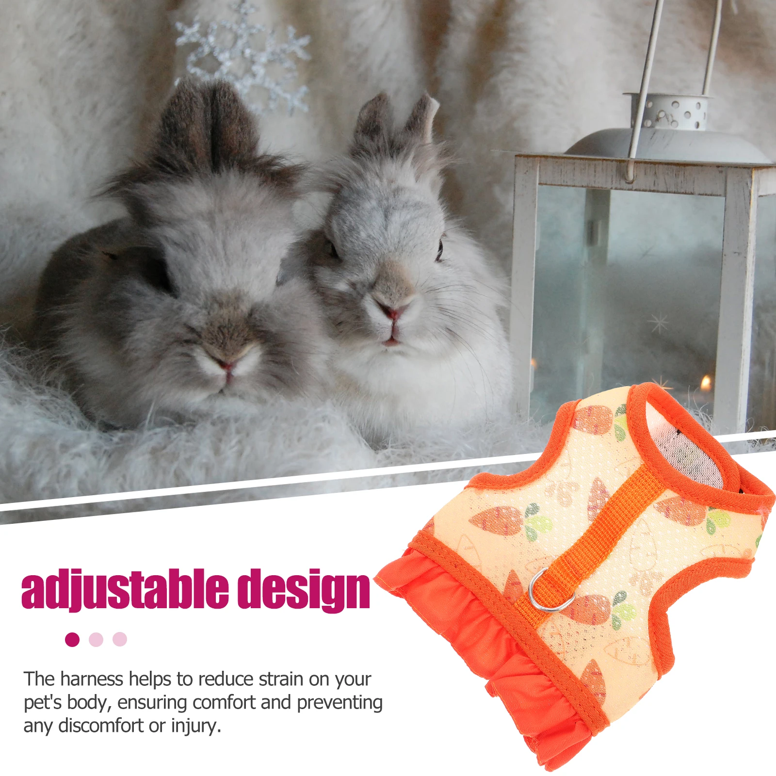 

1Set Adjustable Rabbit Harness and Leash Set Comfortable Bunny Vest Small Pet Harness Outdoor Walking Rope Rabbit Leash Kit