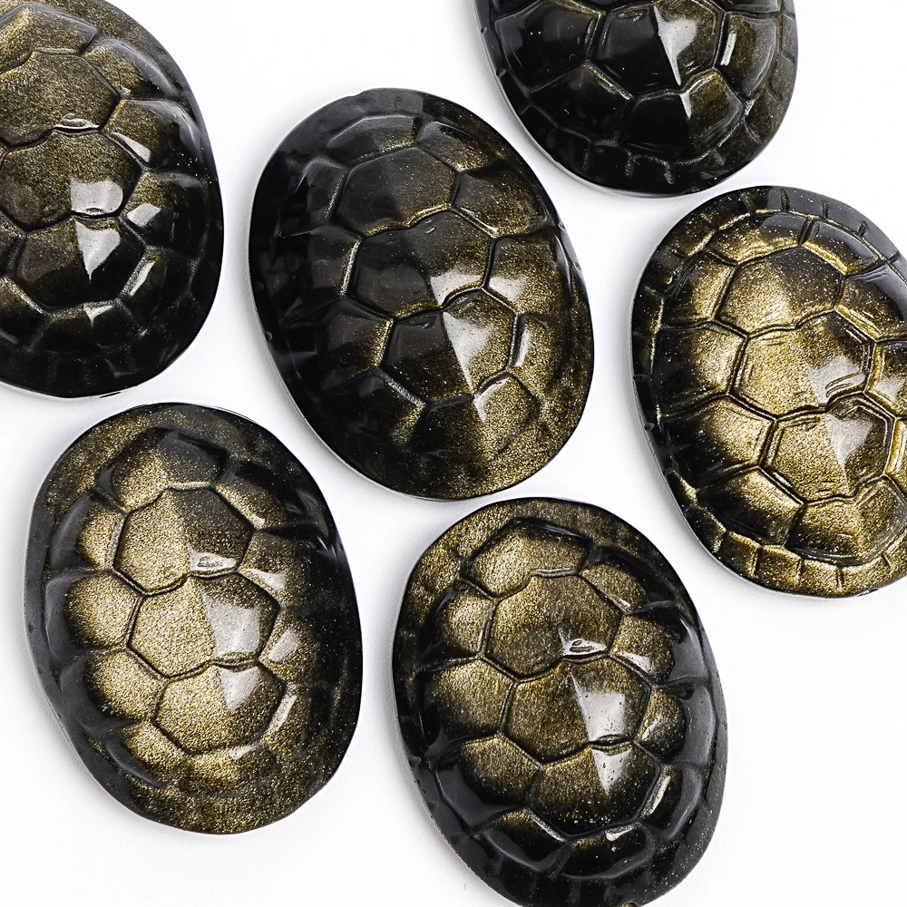 

DIY Jewelry Supply Natural Golden Obsidian Pendant Charm 38x29x13mm Unisex Tortoise Shell Animal Theme Stone Carving Pendants