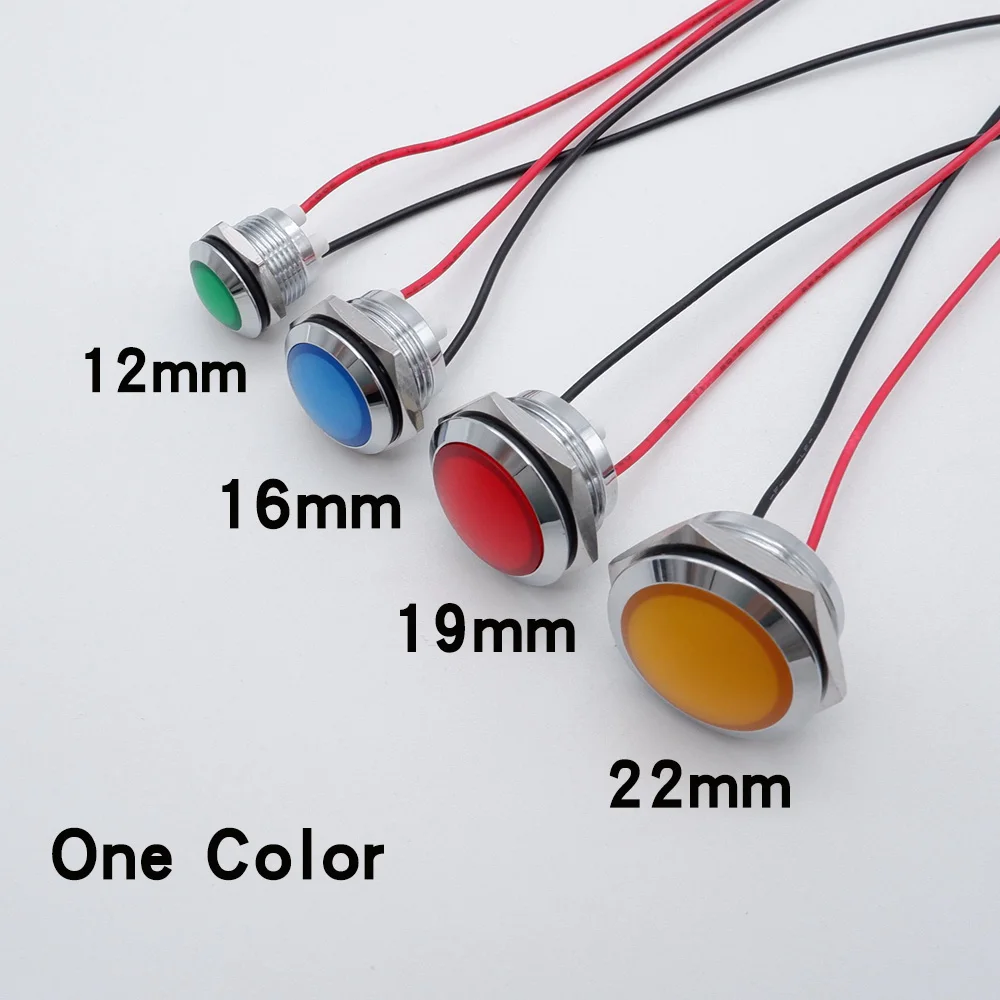 12 16 19 22mm Metal LED Indicator Light   Warning LED Signal Light 12v 24v 220v Red Yellow Blue Green White Panel Installation