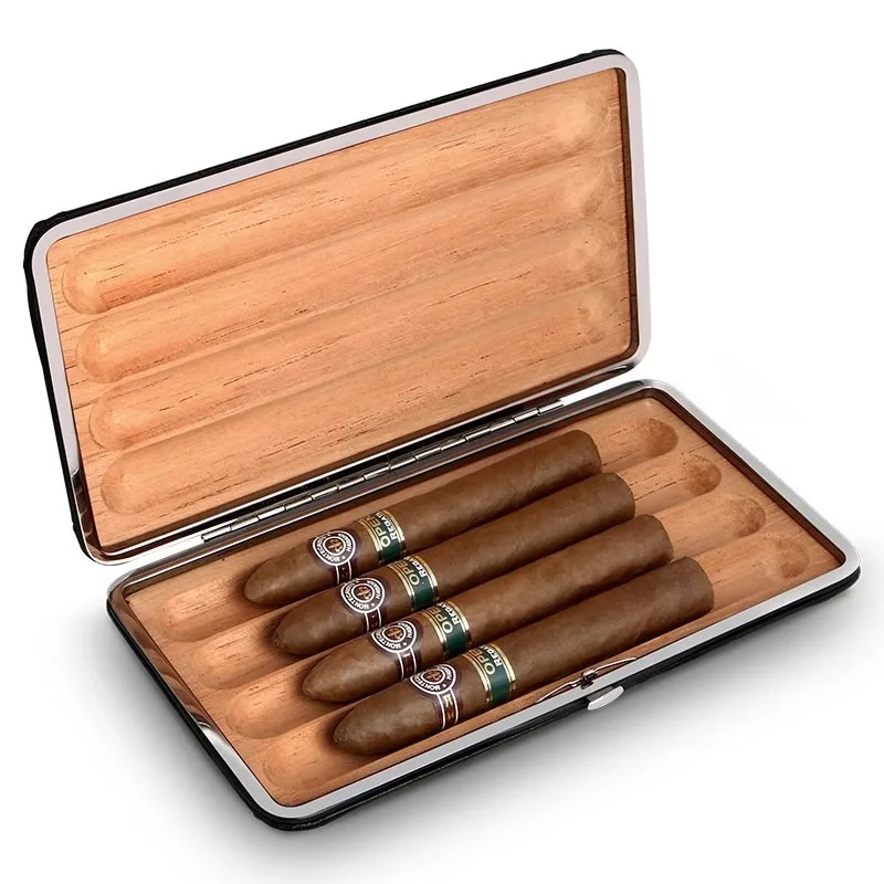 Cigar Box Lightweight Crocodile Leather Pattern Portable Cigar Moisturizing Box Leather Cover (Excluding Cigar Cigars)