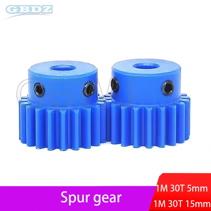 

1pcs 1 Module Blue Nylon Spur Gear 1M-30T30 Teeth Bore 5-8mm Teeth Width 5/6/6.35/7/8-15mm Motor Nylon Gear Wheel With Steps