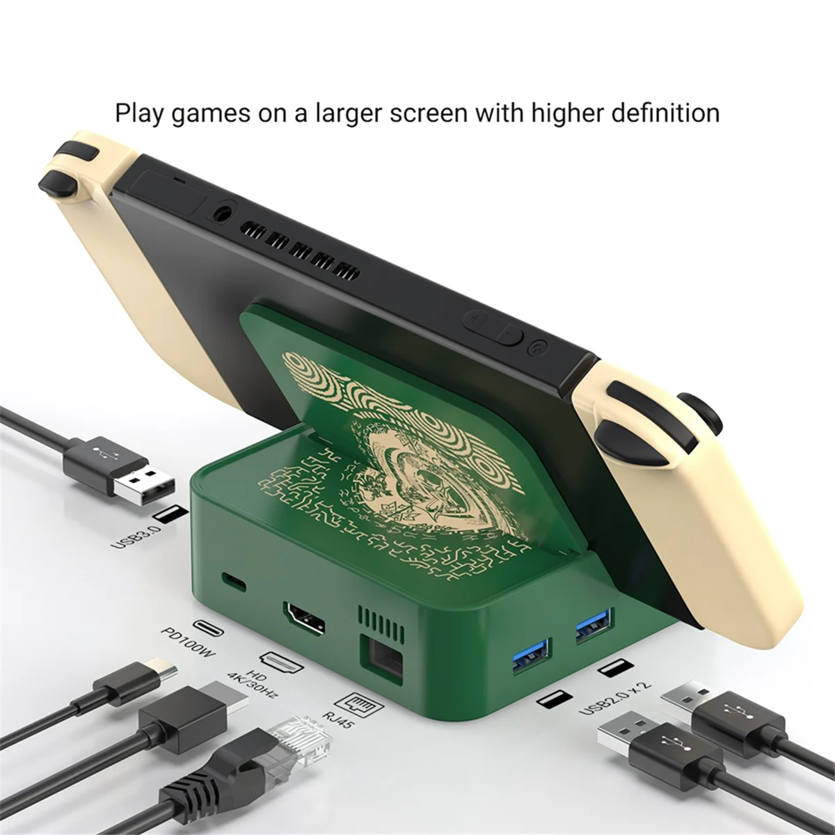 

X12A 6 in 1 Docking Station for Switch with 4K/30Hz USB3.0+USB2.0x2 PD 100W Fast Charging RJ45 100Mbps Switch TV Docking