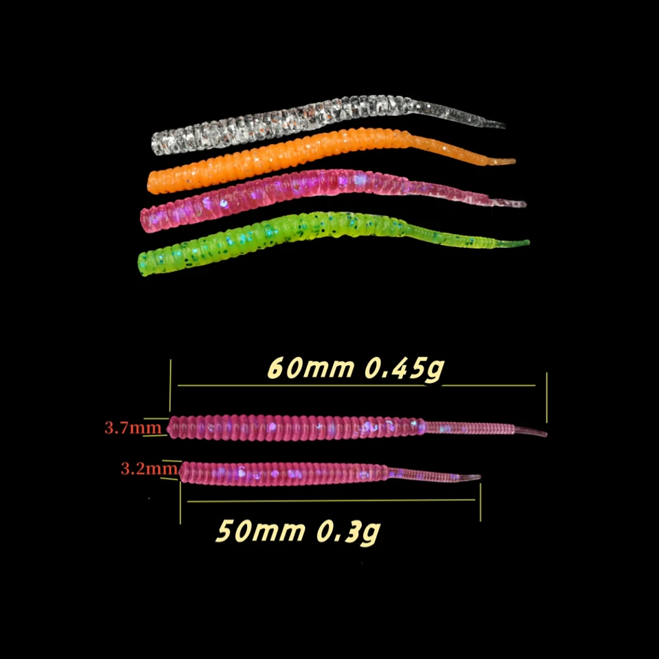 30PCS/BOX Fishing Lure  50mm/60mm 0.3g/0.45g AJING Needle tail Soft Lure Rockfish Ocean Rock Bait Luminous Artificial Bait
