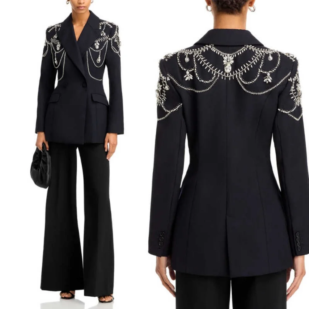 

Stunning Women's Suit 2 Piece Jacket Pants Diamond Double Breasted Formal Business Occasion Banquet Party Customized