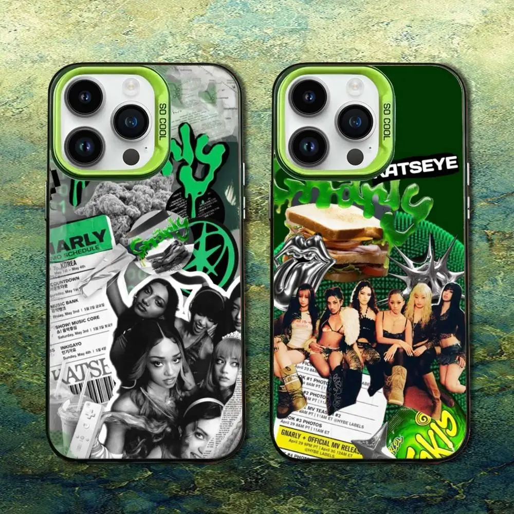 

KATSEYE Gnarly Phone Case For iPhone 16,15,14,13,12,11,8,7,Pro,Max,Plus,Mini,XS,SE Candy Matte Shockproof Green Cover