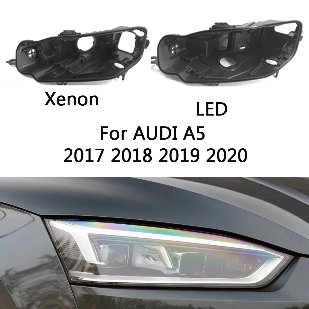 

For AUDI A5 2017-2020 Front Headlight Base Cover Head Light Back Lid Head Lamp Black Base House Headlamp Rear Shell