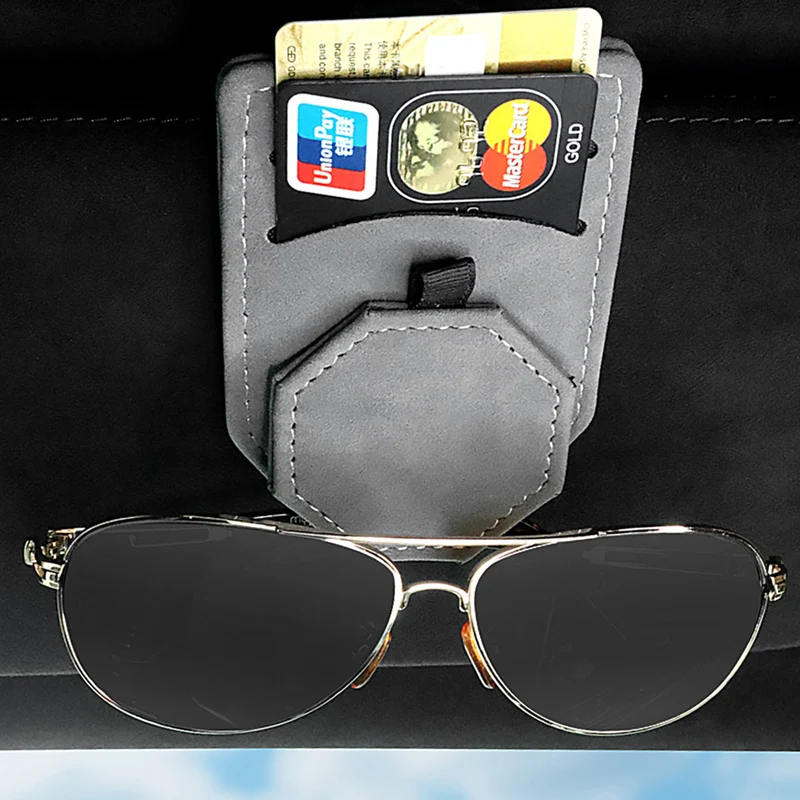 

Suede Car Visor Glasses Clip Sunglasses Fasten Clip Universal Bussiness Card Holder With Magnet Auto Interior Accessories