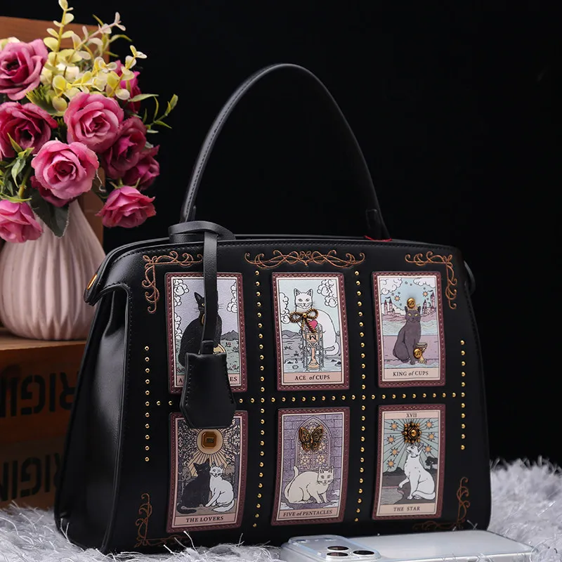 

Роскошная винтажная сумка-тоут с изысканной вышивкой и милым кошачьим узором, женская сумка через плечо большой вместимости 2026 года