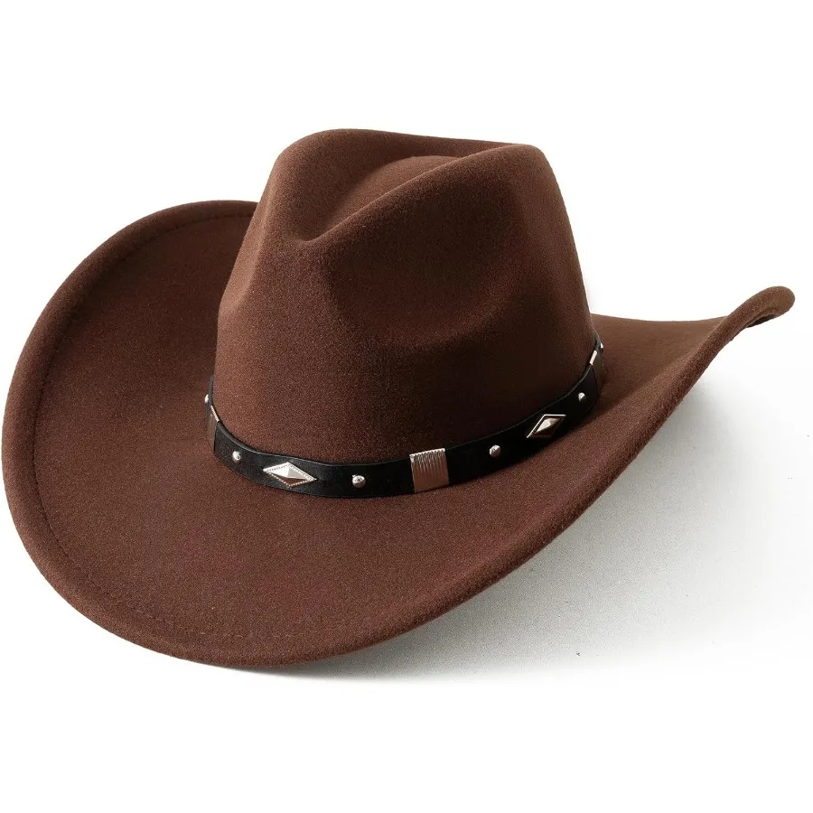 

Classic Felt Wide Brim Western Cowboy Cowgirl Hat with Belt Buckle for Outdoor Adventures Fashionable and Functional Design Sui