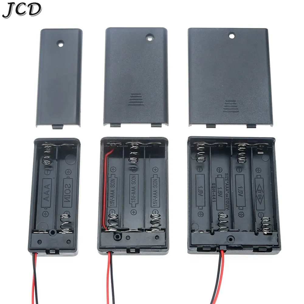 JCD 2 3 4 Slots AAA Battery Holder Case Battery Box With Leads With ON/OFF Switch Cover Standard Battery Container
