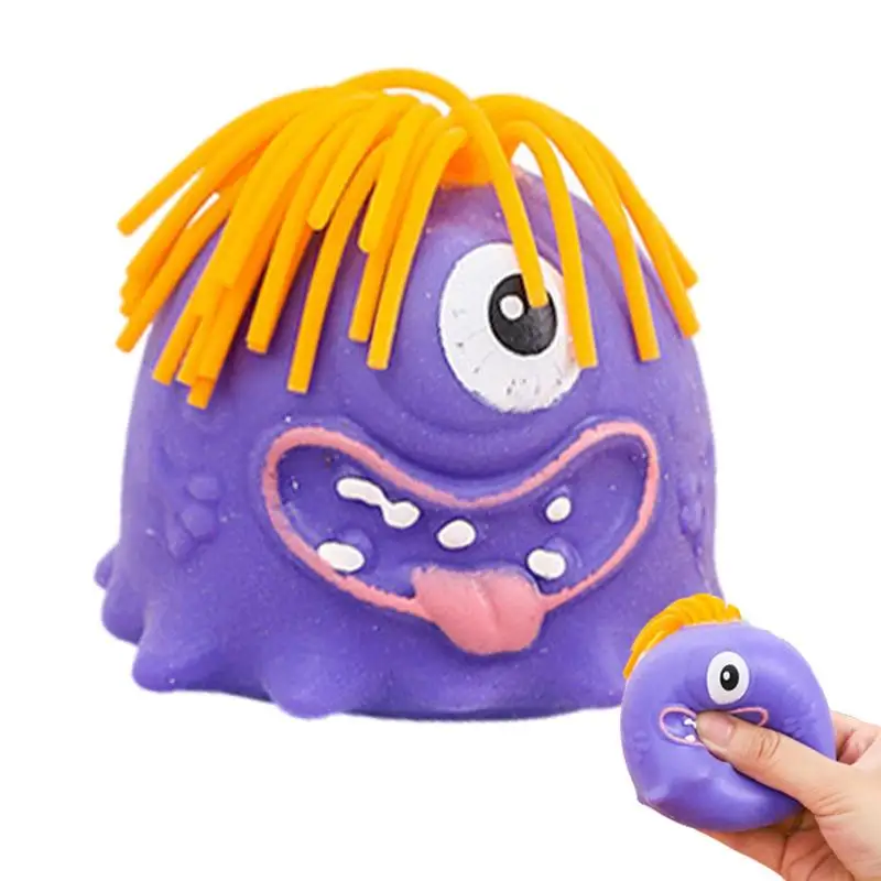 Squeezable puxando o cabelo brinquedo para crianças, desenhos animados de olho único, aperte o cabelo, brinquedo educativo, alívio do estresse