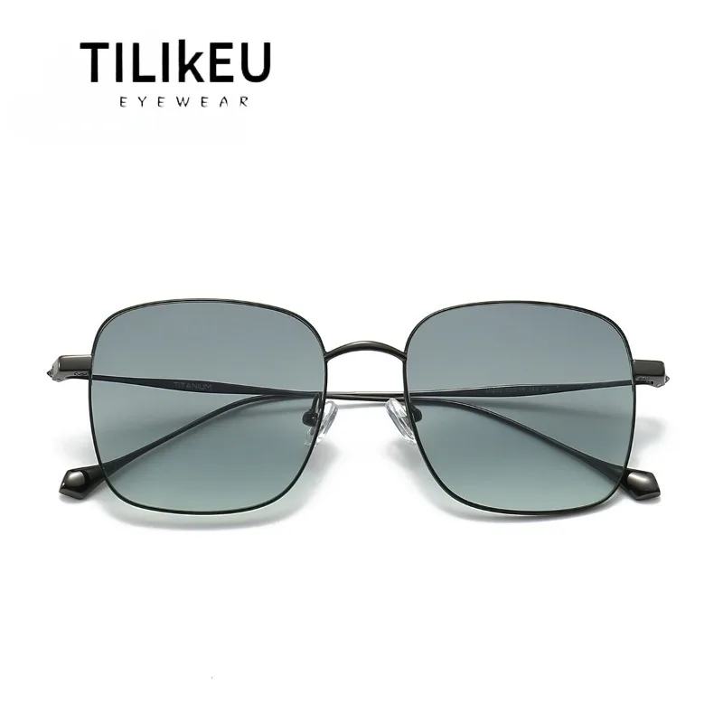 

Новые летние солнцезащитные поляризационные солнцезащитные очки в большой квадратной оправе для мужчин и женщин, трендовые простые сверхлегкие солнцезащитные очки из чистого титана