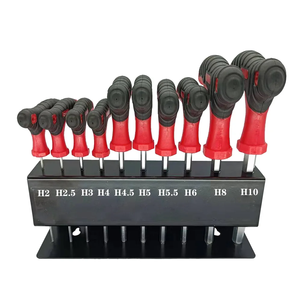 Crutch T-Shaped Wrench 10-Piece Hexagonal Wrench Set H2-H10 Hexagonal Wrench Set Repair Tool, 1 Set