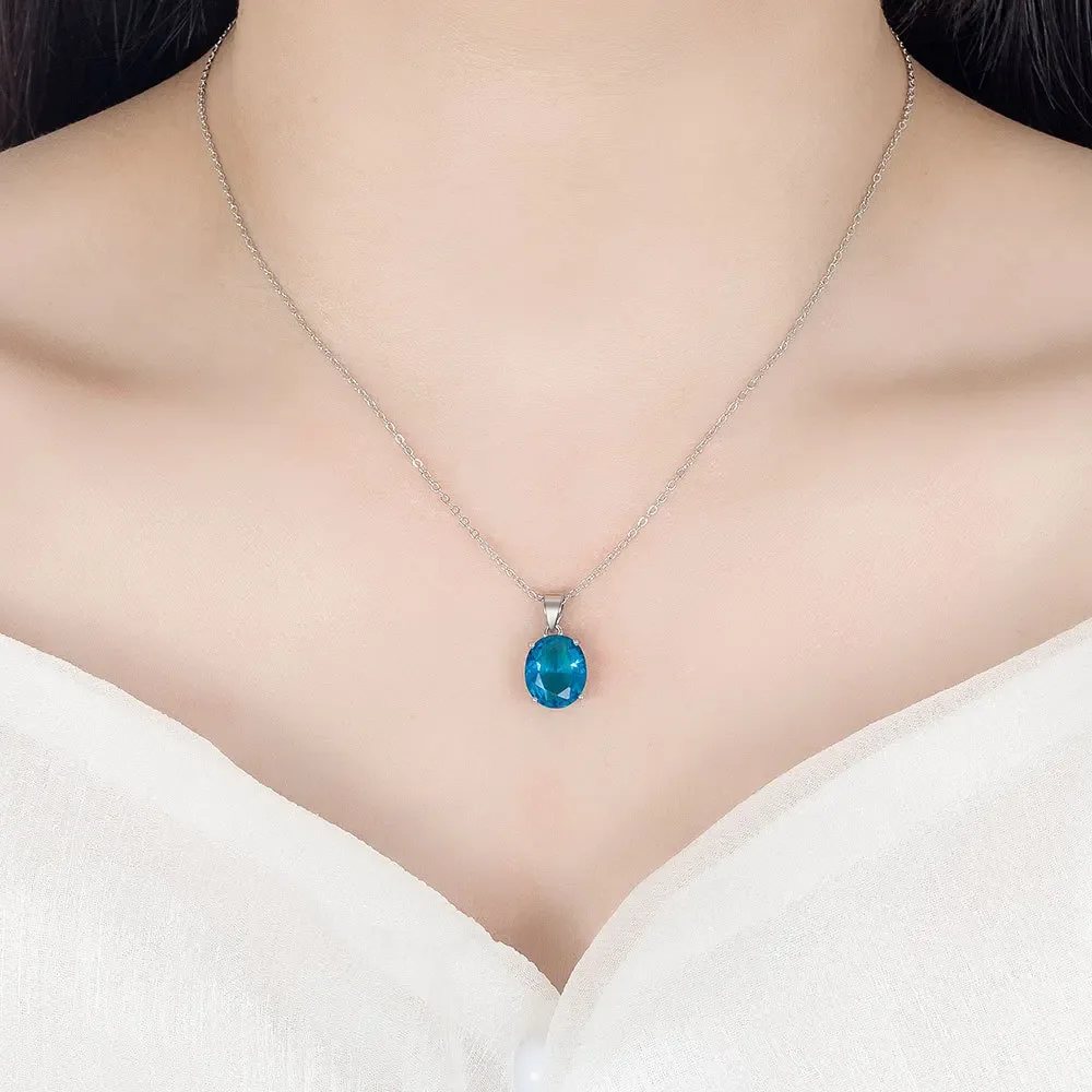 s925 Sterling Silver Jewelry Sets For Women Ellipse Zircon Ring Necklace Earrings Luxury Accessories