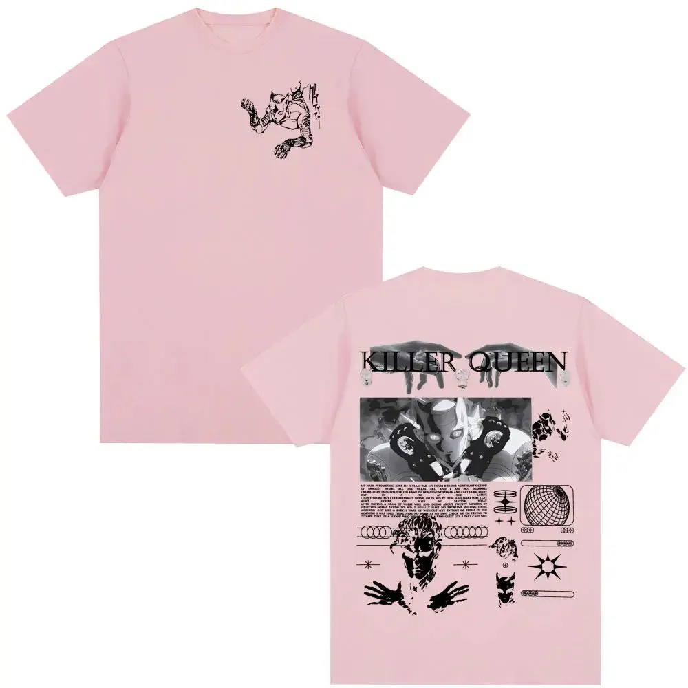 المبيعات الساخنة أنيمي تي شيرت القاتل الملكة الجرافيك تي شيرت الرجال النساء عادية طباعة القطن قصير الأكمام المتضخم تي شيرت للجنسين