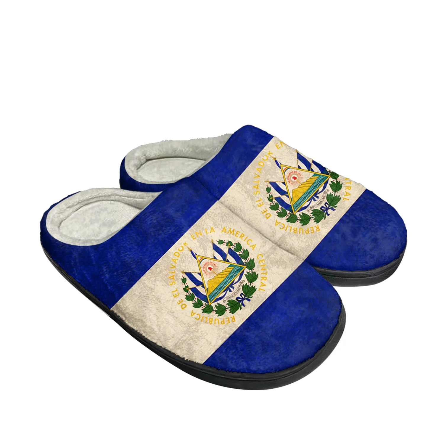 El Salvador Flag Home Cotton Custom Slippers Mens Womens Sandals El Salvador Plush Bedroom Keep Warm Shoes Thermal Slipper