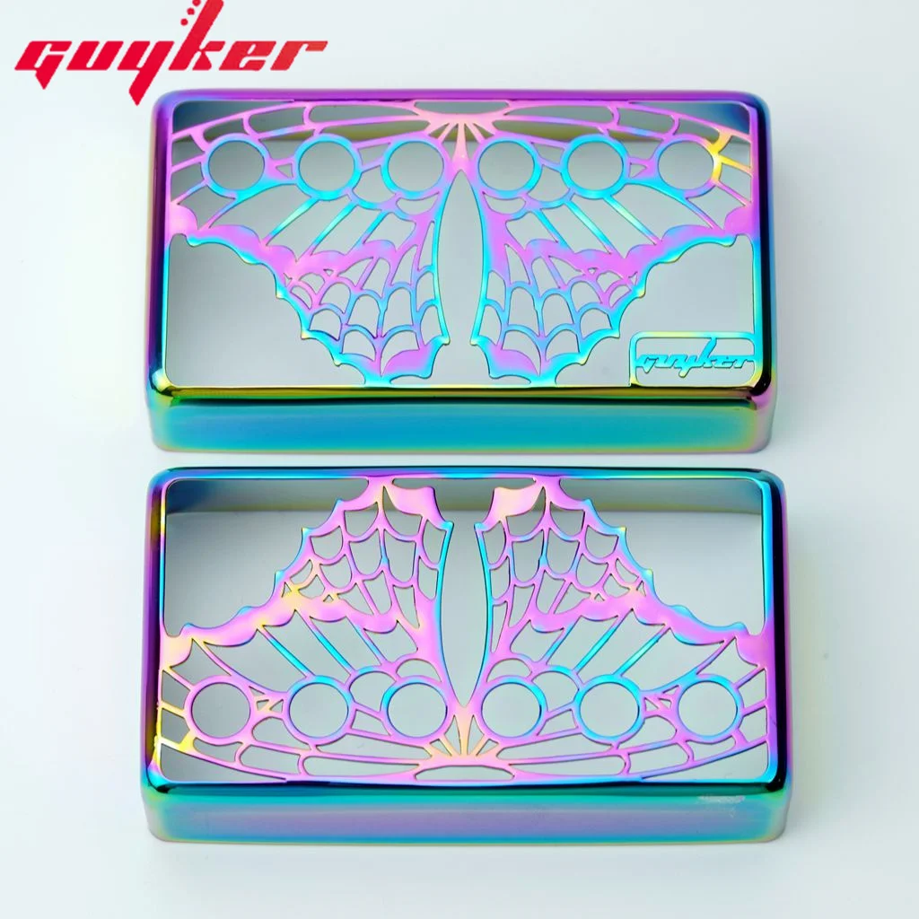 Guyker Humbucker Pickup Cover Cupronickel 50mm and 52mm Pole Spacing Butterfly Hollow Out Pickups Frame Set  For LP Guitar PC008