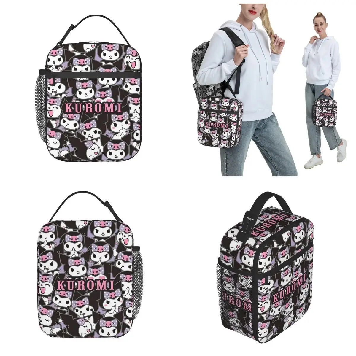 Sanrio Kuromi Thermal Insulated Lunch Bag for Work Portable Food Bag Cooler Thermal Lunch Box