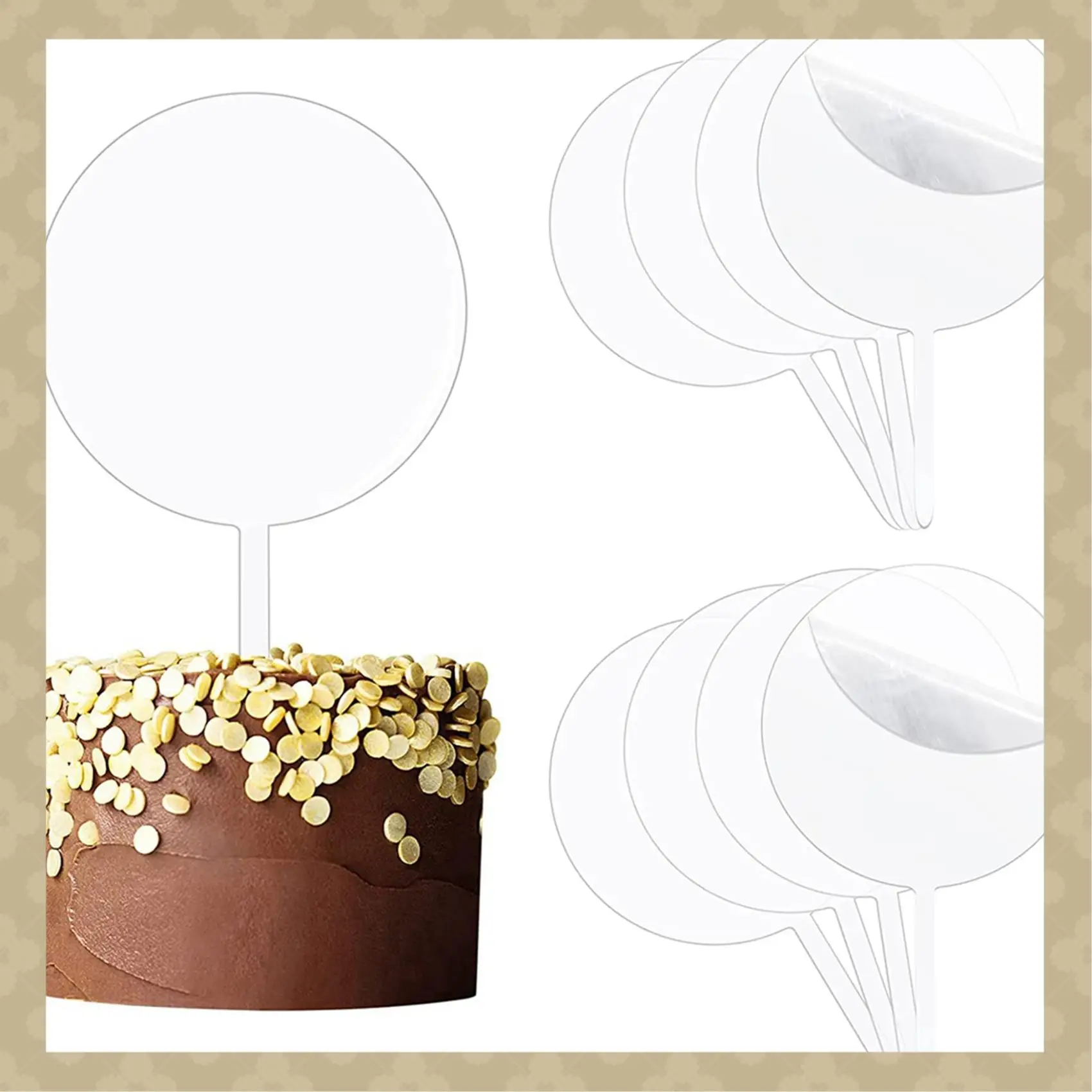 

AB45 3X акриловый топпер для торта, круглый топпер для кексов, пустая палочка для торта, акриловый топпер для торта «сделай сам», пустой круг, украшение для торта