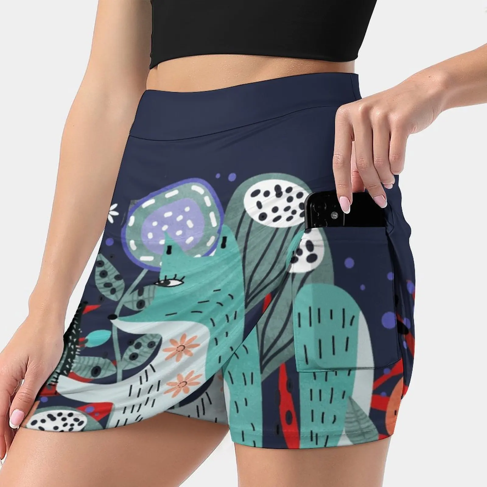 

Creature Summer Women'Sshorts Skirt 2 In 1 Fitness Yoga Skirt Tennis Skirts Fox Foy Hedgegog Animal Nursery Retro Kids