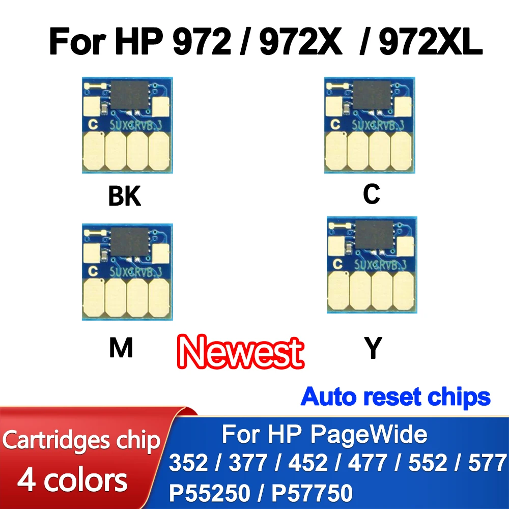 

4 Color Newest VB.8 ARC Chip for HP 972 972X 972XL CISS For HP PageWide Pro 352dw 377dw 452dn 477dn 477dw 552dw Permanent Chip