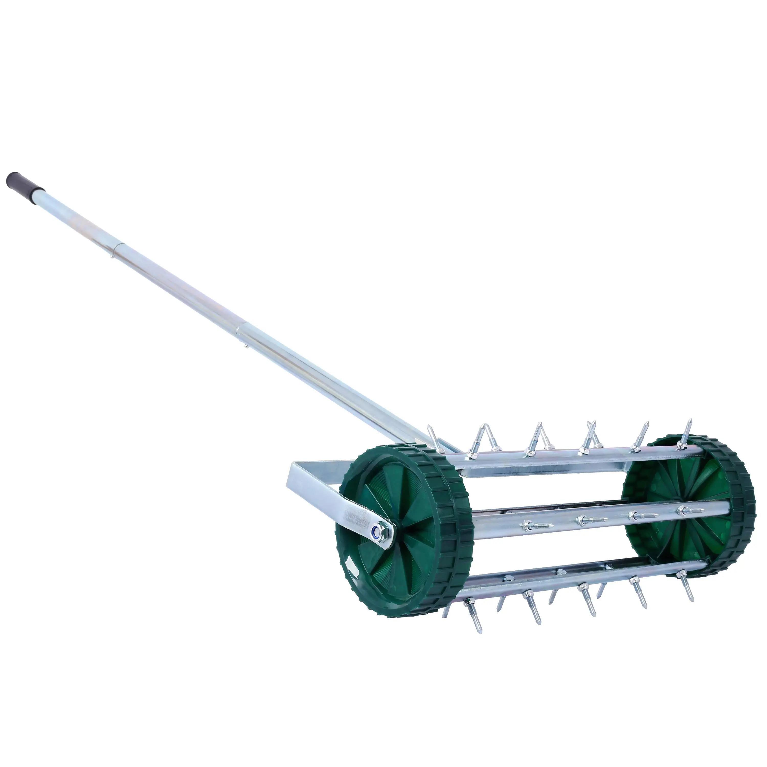 Heavy Duty Lawn Aerator - Rolling Rotary Garden Aerator with Steel Handle for Effective Yard Aeration