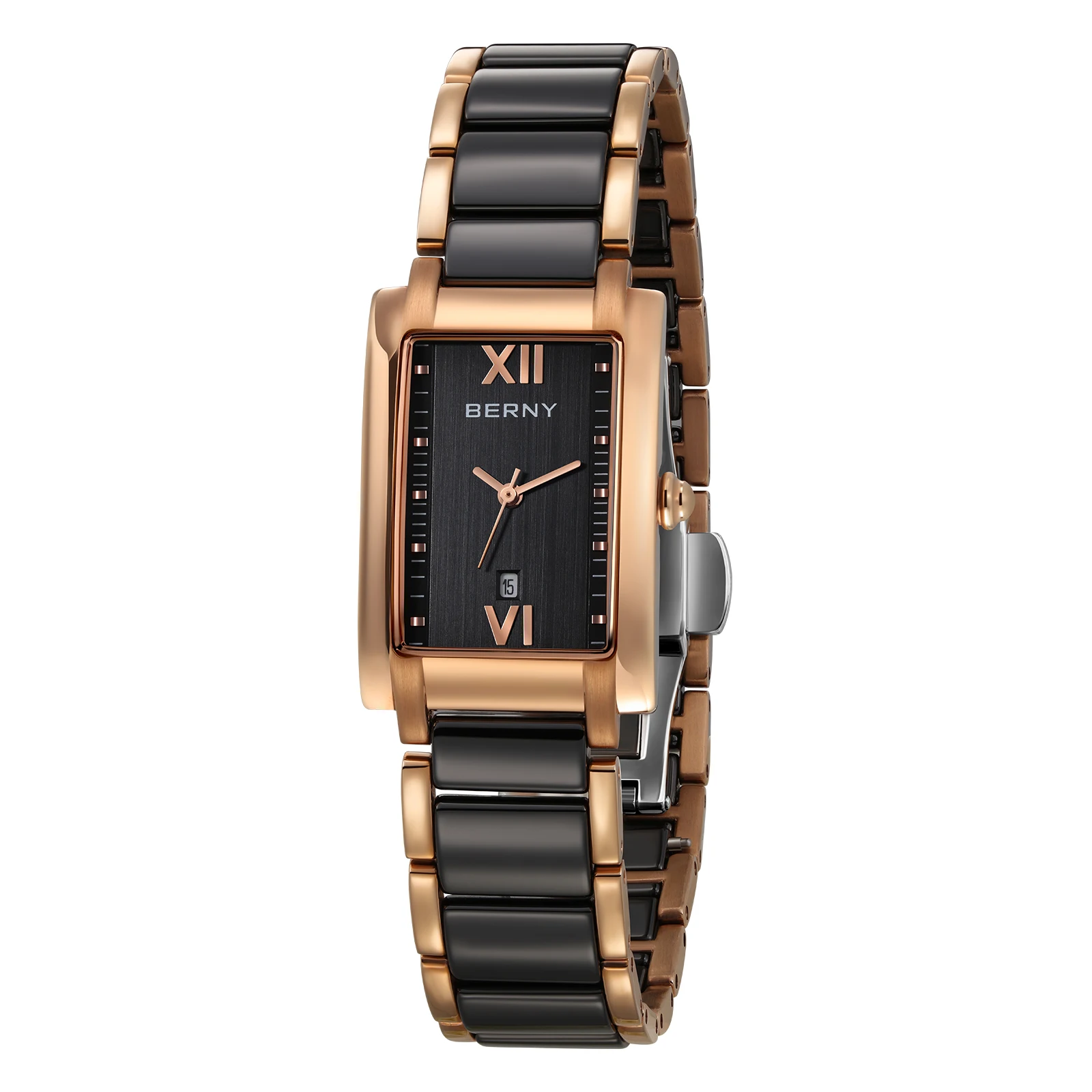 

BERNY женские часы классические прямоугольные керамические часы с календарем роскошные женские кварцевые часы элегантные повседневные водонепроницаемые женские наручные часы