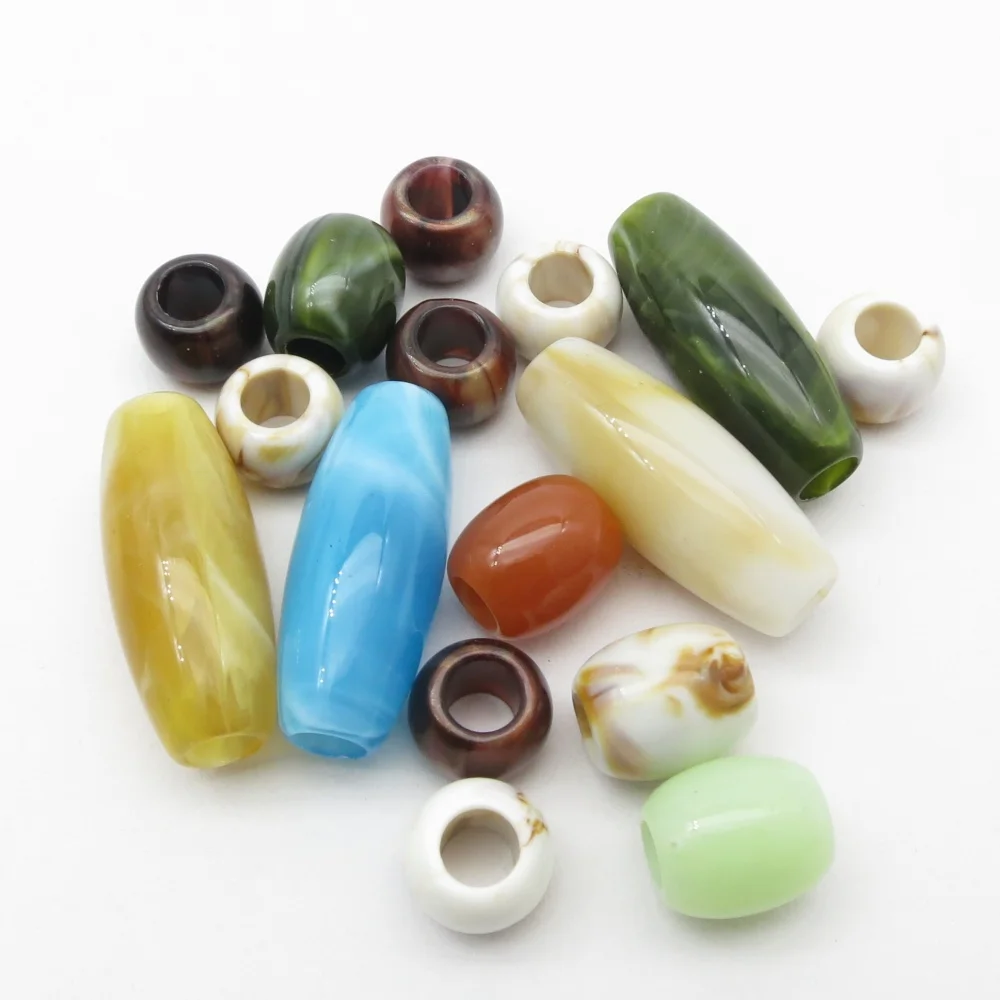 16pcs Mix Styles Acrylic Crochet Hair braid Dreadlock Beads rings tube Jewelry making Bracelet necklace Accessories