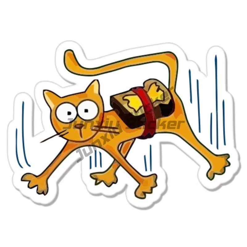 Cartoon Style Falling Cat Fun Car Bumper Notebook Stickers Sunscreen Waterproof Various Sizes Stickers
