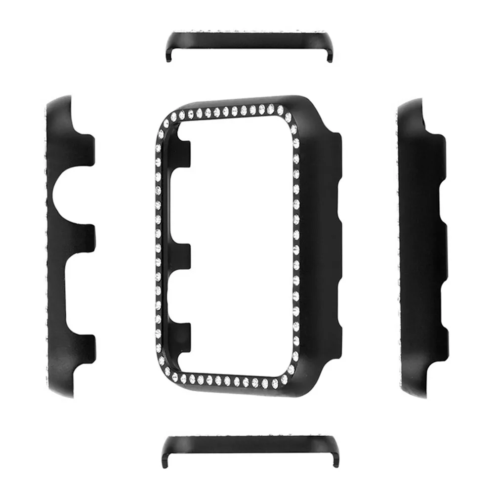 

Защитный чехол из алюминиевого сплава для смарт-часов с блестящими стразами, полная защита для моделей 3, 2, 1, 42 мм, бампер