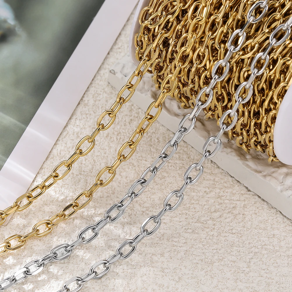 

1Meters/Lot Stainless Steel Cross Link Chains Jewelry Making Bulk Chains For DIY Necklace Bracelet Handmade Craft Accessories