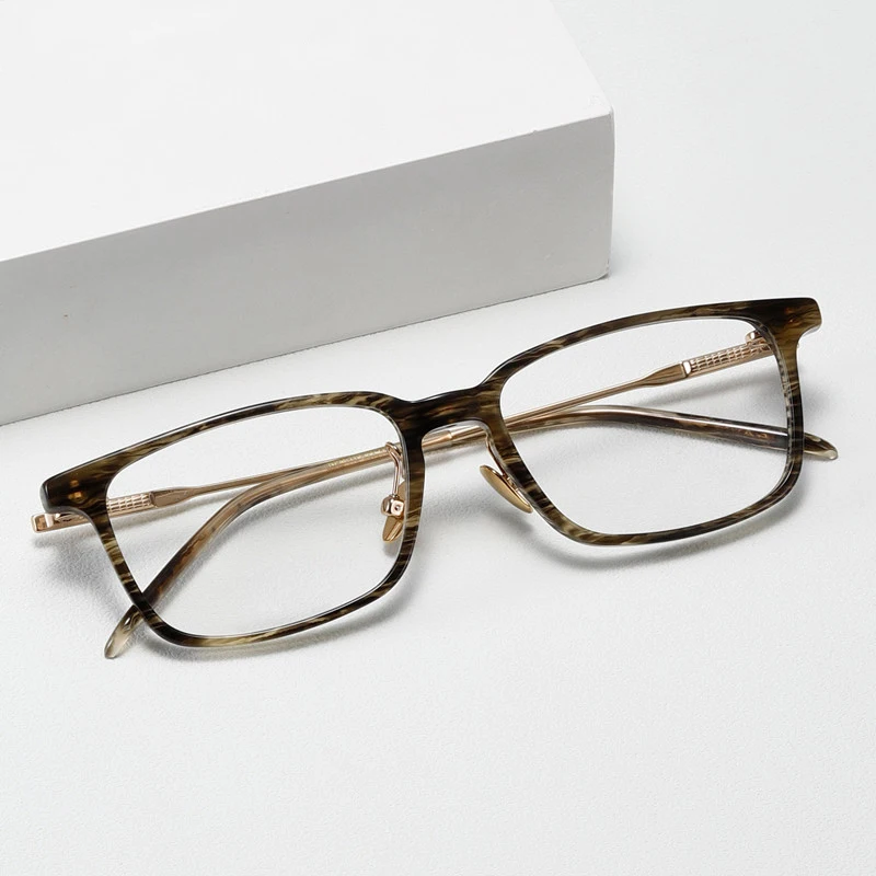 Japanese Brand Men Square Glasses Frame Acetate Titanium Handmade Eyeglasses Fashion Designer Spectacles Gafas Korean Style image 2