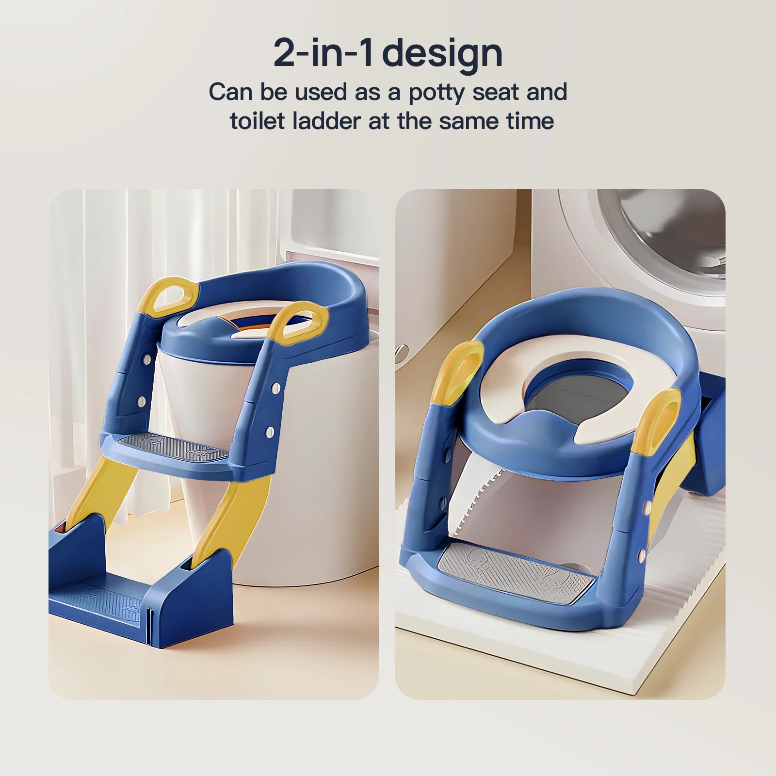 2-in-1 Toilet Potty Training Seat with Step Stool, Adjustable Kids Potty Seat with Anti-Slip Pads and Ladder