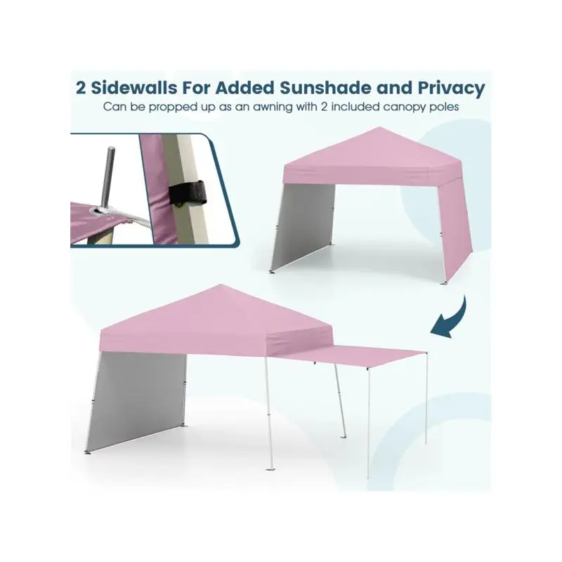 خيمة بمظلة منبثقة مقاس 14 × 9.2 بوصة - مأوى خارجي وردي للمناسبات والحفلات #4