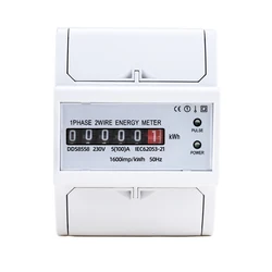 5(100)A 230V AC 50Hz Single Phase Two Wire Power Consumption Watt Energy Meter kWh Wattmeter Household Electric Din Rail Mount