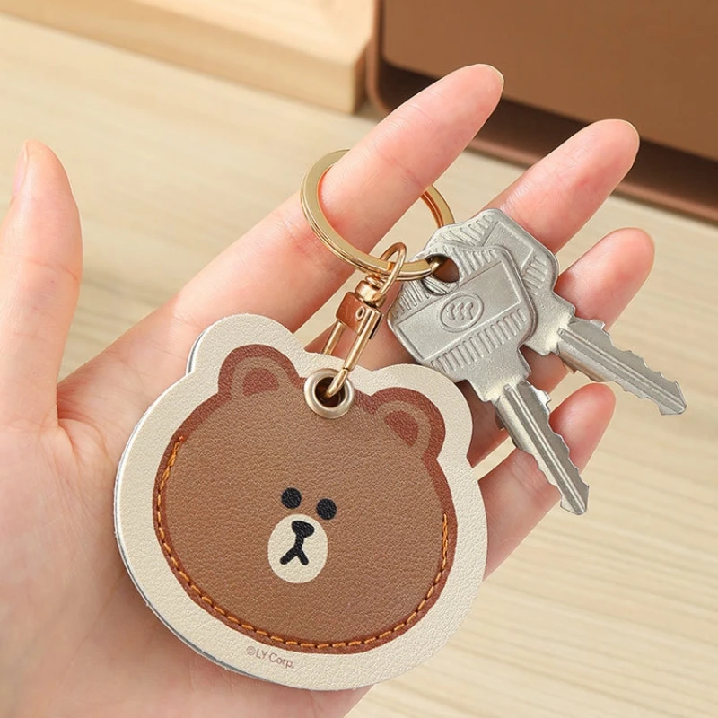 Cute Brown Keychain Access Control Card Holder CHOCO Bus Card Elevator Induction Protective Cover Backpack Pendant Keychain