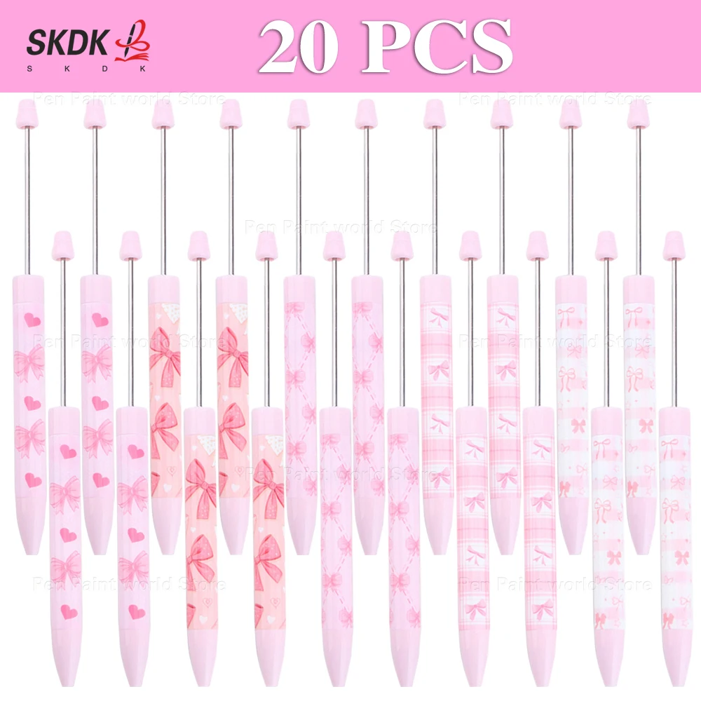 

20Pcs Cute Bowknot Pink Pattern | DIY Bead Decor Ballpoint Pen for School, Office & Creative Projects