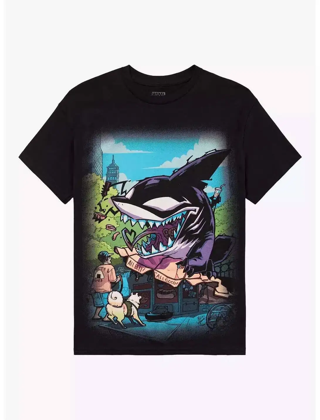 تي شيرت Marvel New Anime Cartoon Rivals Jeff Land Shark Comic Print تي شيرت للجنسين بأكمام قصيرة مريح مقاس كبير