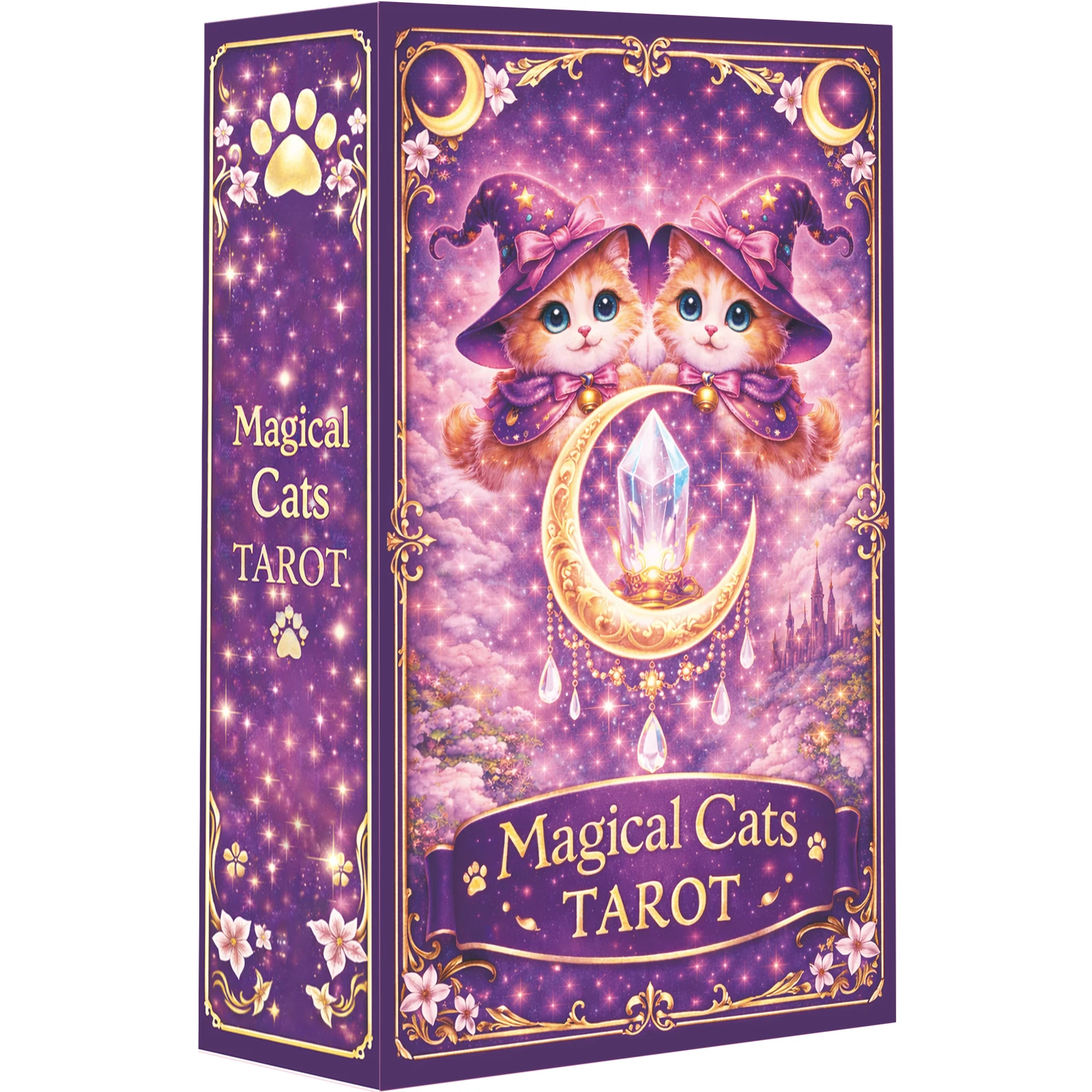 78 carte dei tarocchi in stile Rider-Waite, con illustrazioni di gatti magici, progettate per una lettura intuitiva e perfette per principianti.